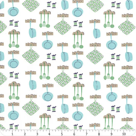 Handmade Valance or Curtain Panel Cook Book Pots and Pans Cottage
