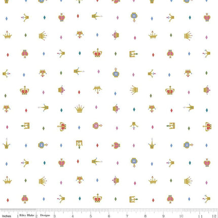 Little Brier Rose Crown White Cotton Fabric