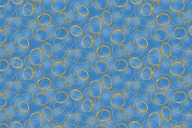 Big Sky Country Ropes Blue Cotton Fabric