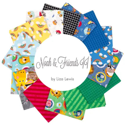14 Fat Quarters + 23" Panel -  Assorted Noah & Friends II Fat Quarter Bundle