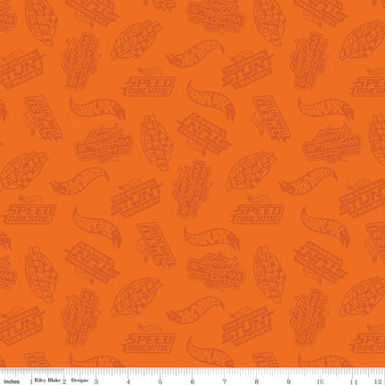 Hot Wheels Made to Race Tone-on-Tone Orange Cotton Fabric