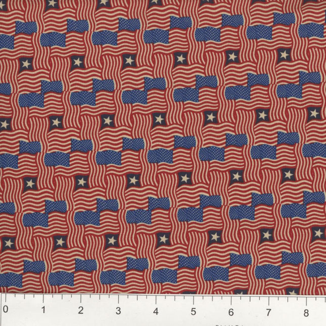 Curtain Valance - Patriotic Flags Woven Cotton