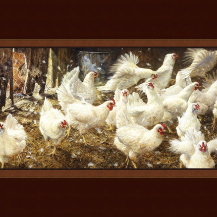Sneak Peak Chickens Panel Cotton Fabric