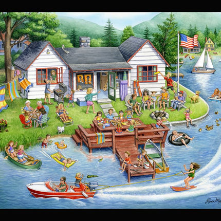 Lake House Panel Cotton Fabric