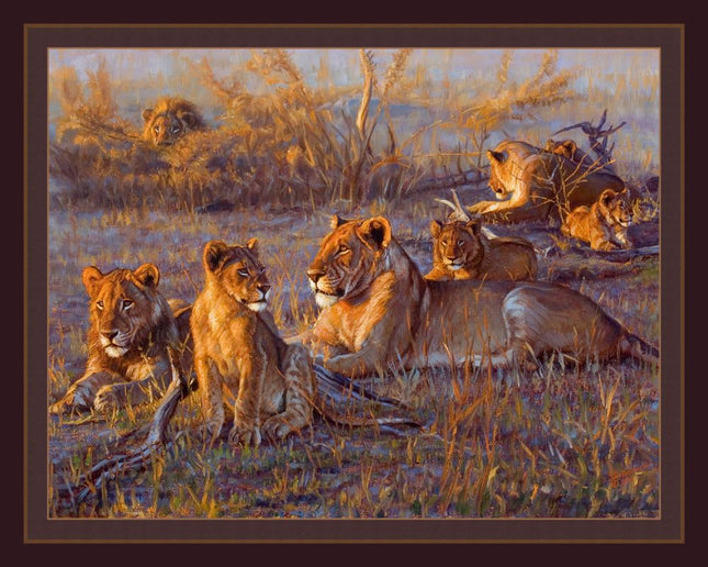 Afterglow Lions 45" Wide Cotton Panel Fabric