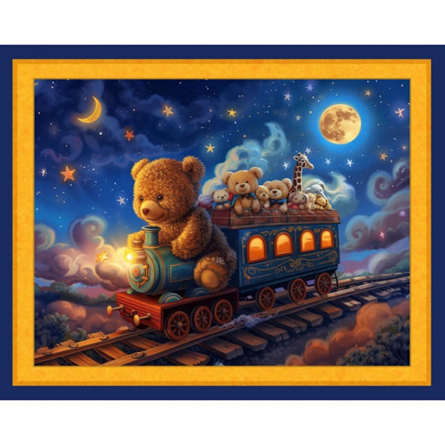 Choo Choo Teddy Cotton Panel