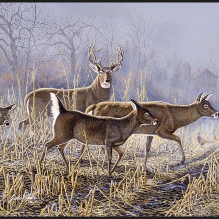 Cornfield Crossing Deer 45" Wide Cotton Panel Fabric