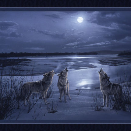 Moonsong Study Wolf Panel Cotton Fabric