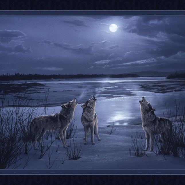 Moonsong Study Wolf Panel Cotton Fabric