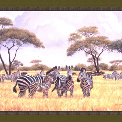 Extended Family Zebras 45" Wide Cotton Panel Fabric