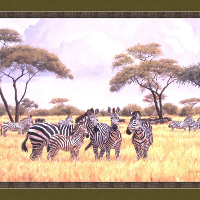Extended Family Zebras 45" Wide Cotton Panel Fabric