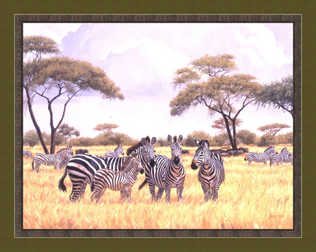 Extended Family Zebras 45" Wide Cotton Panel Fabric
