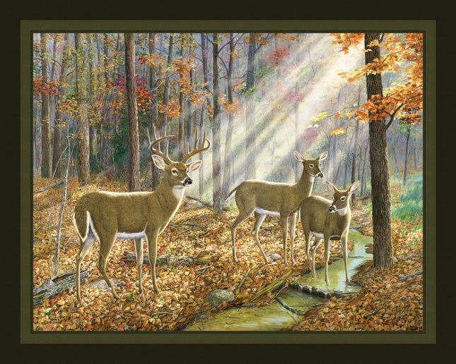 Saved By A Twig Deer 45" Wide Cotton Panel Fabric