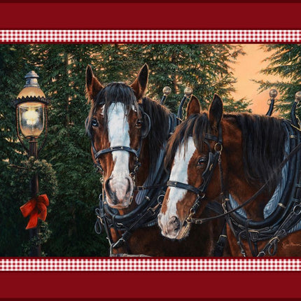 Merry & Bright Horse Panel Cotton Fabric