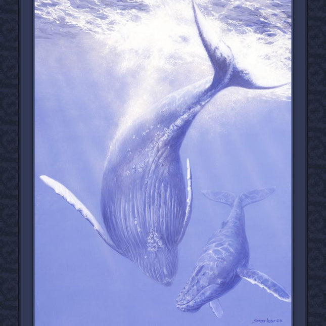 Ohana Blue Whale 45" Wide Cotton Panel Fabric