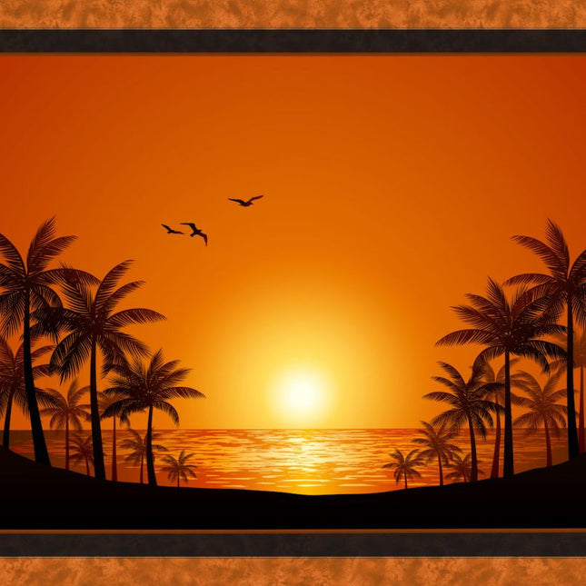 Palm Beach Sunset Panel Cotton Fabric