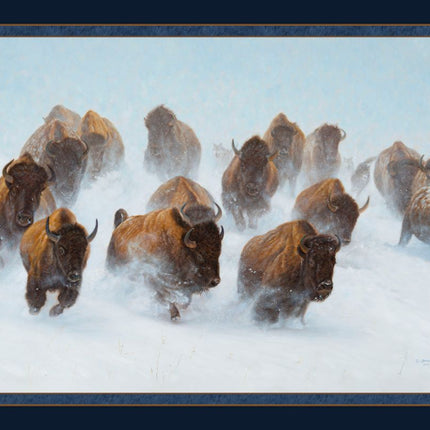 Silent Thunder Buffalo Panel Cotton Fabric
