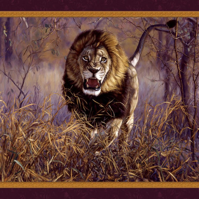 Inside The Red Zone Lions 45" Wide Cotton Panel Fabric
