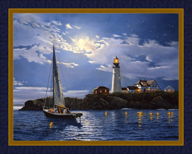 Serenity Lighthouse Cotton Panel