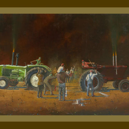 Tug of War Tractor Panel Cotton Fabric