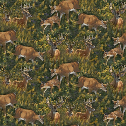 Feast in Wood Deer Cotton Fabric