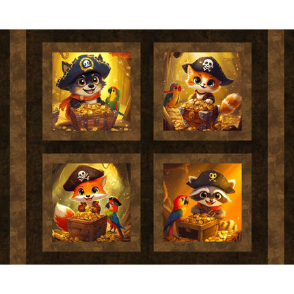 Pirate Buddies Cotton Pillow Panel