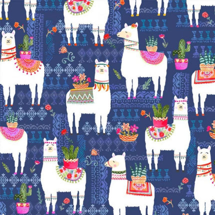 Handmade Placemat Or Table Runner La Llama Navy