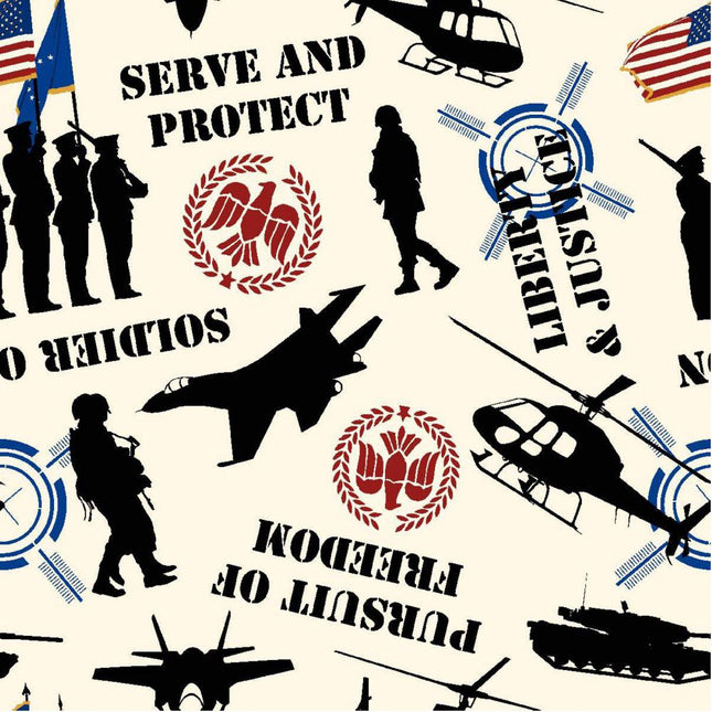 Curtain Valance - Patriotic Serve and Protect Cotton
