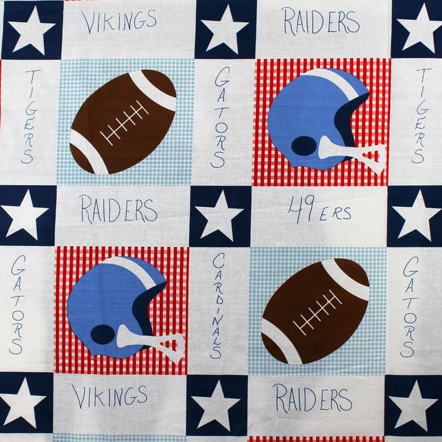 90" Wide Football Quilt Top Print Cotton Fabric