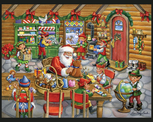 Santa's Toy Shop Panel Cotton Fabric
