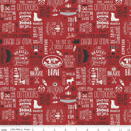 Handmade Placemat Or Table Runner Woodsman Text Red