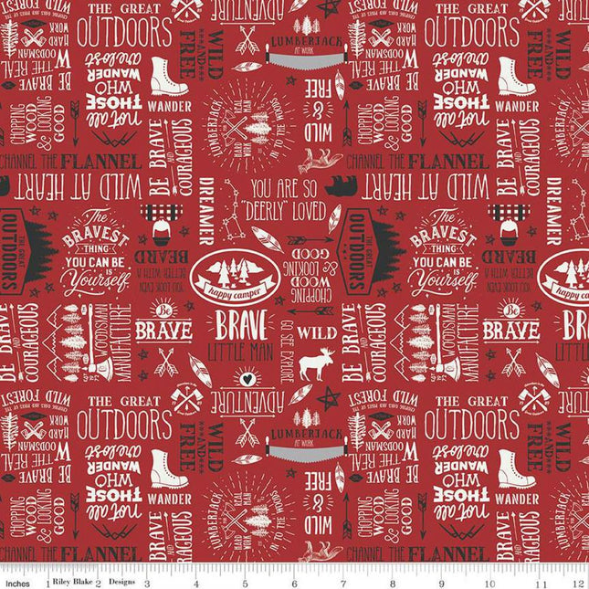 Handmade Placemat Or Table Runner Woodsman Text Red