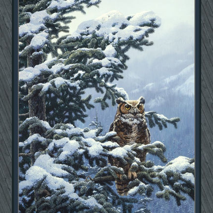 Handmade Tapestry "Winter Vigil Great Horned Owl”