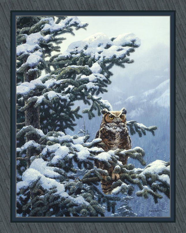 Handmade Tapestry "Winter Vigil Great Horned Owl”