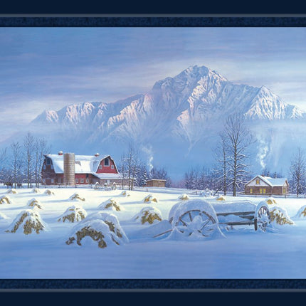 Early Snow Farm Panel Cotton Fabric