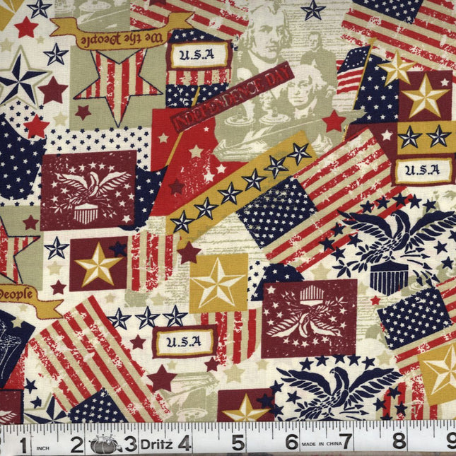 Handmade Valance or Curtain Panel Patriotic We the People Antique