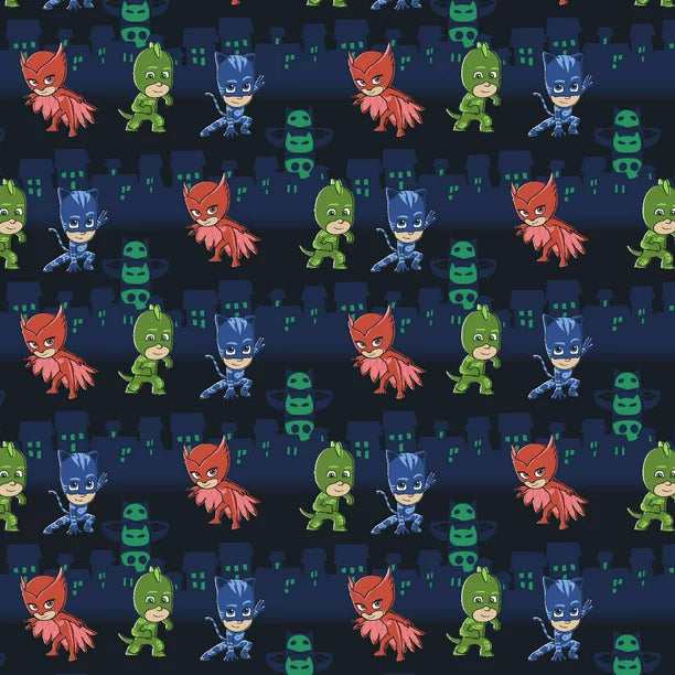 PJ Mask Into The Night Cotton Fabric - 1 Yard Precut