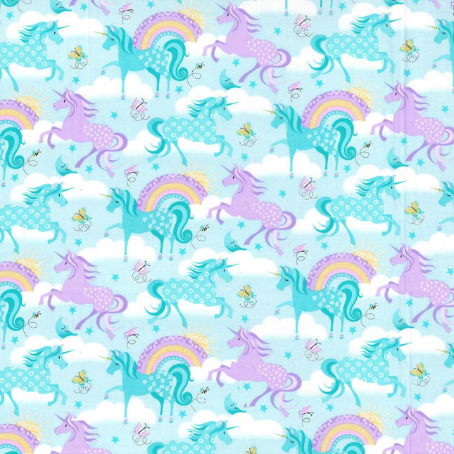 Unicorn Purple Nursery Cotton Fabric