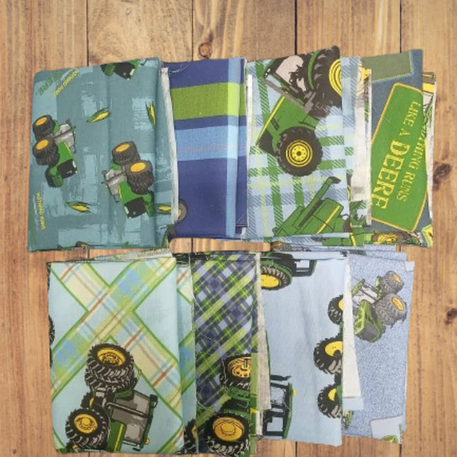 8 Half Yards  -Assorted John Deere Blue Half Yard Bundle