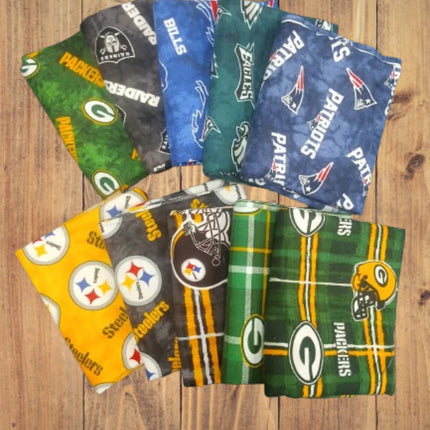Assorted NFL Football Flannel Flat Fold Assortment 10 Yard Bundle Fabric
