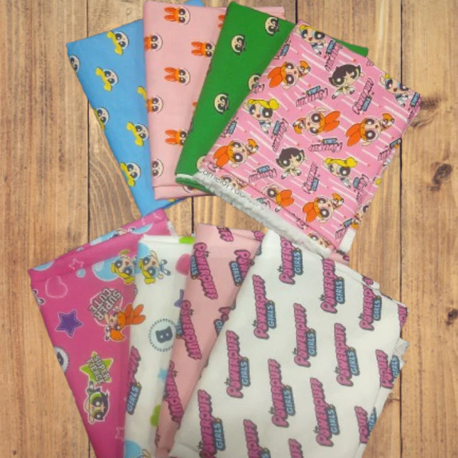Assorted Powerpuff Girls Flat Fold Assortment 16 Yard Bundle Cotton Fabric