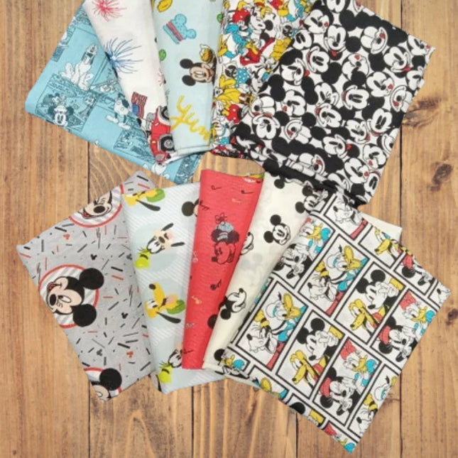 Assorted Disney Mickey Mouse and Friends Flat Fold Assortment 10 Yard Bundle Cotton Fabric