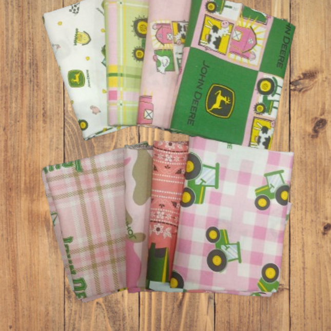 8 Fat Quarters - Assorted John Deere Pink Fat Quarter Bundle