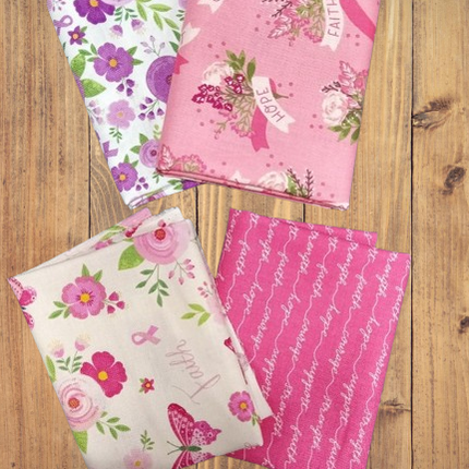 4 Fat Quarters - Assorted Faith, Hope, Courage Fat Quarter Bundle
