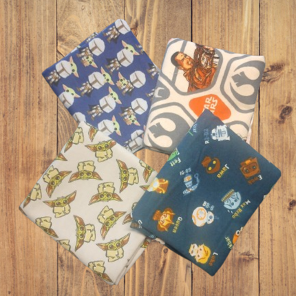 4 Fat Quarters -  Assorted Star Wars Flannel Fat Quarter Bundle