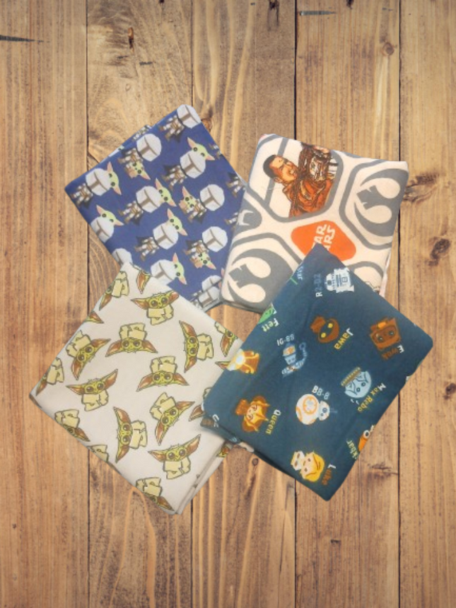4 Fat Quarters -  Assorted Star Wars Flannel Fat Quarter Bundle