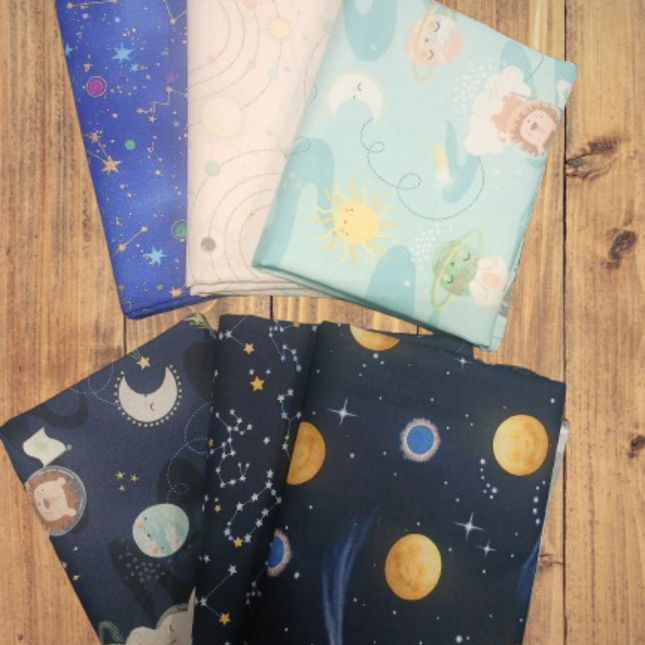 Assorted Nursery Space Flat Fold Assortment 18 Yard Bundle Cotton Fabric