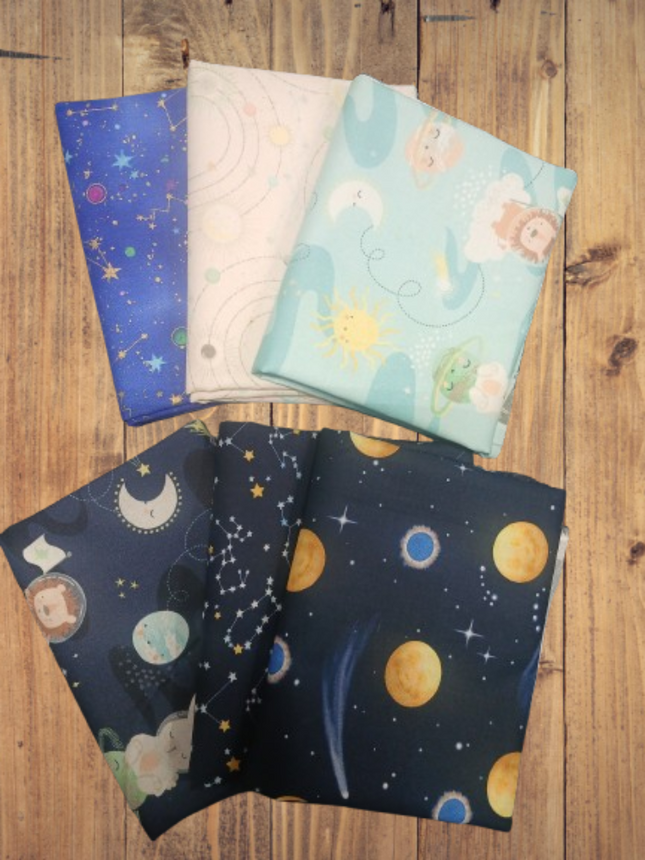Assorted Nursery Space Flat Fold Assortment 18 Yard Bundle Cotton Fabric