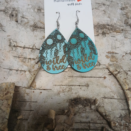 Handmade with Love - Natural Wood Tear Drop Earrings