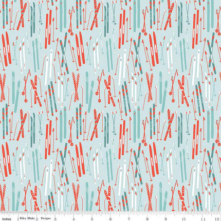 Handmade Valance or Curtain Panel Ski Hill Skis Powder